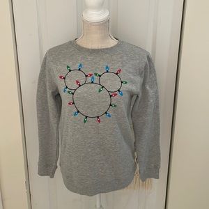 NWOT Disney Grey Christmas Lights Sweatshirt